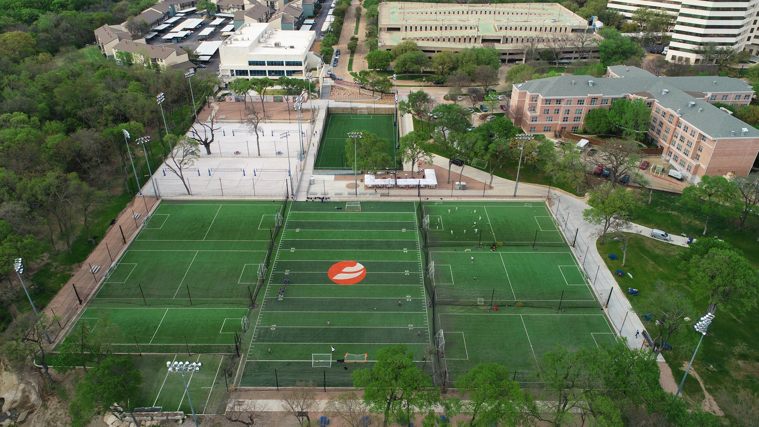 Aerial view of Foro Sports Club fields in Dallas